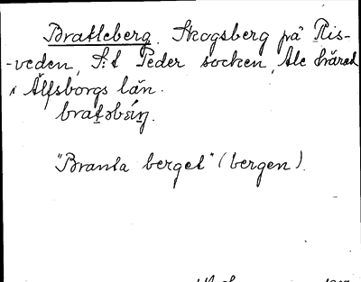 Bild på arkivkortet för arkivposten Bratteberg