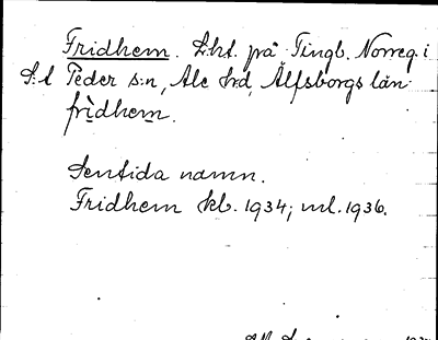 Bild på arkivkortet för arkivposten Fridhem