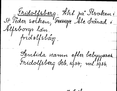 Bild på arkivkortet för arkivposten Fridolfsberg