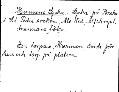 Bild på arkivkortet för arkivposten Hermans Lycka