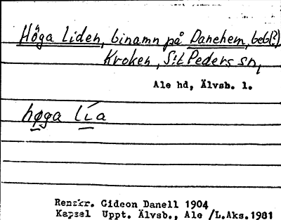 Bild på arkivkortet för arkivposten Höga liden