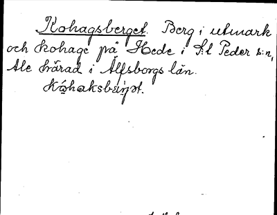Bild på arkivkortet för arkivposten Kohagsberget