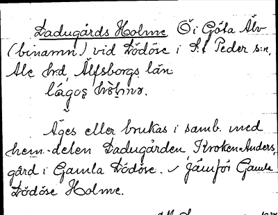Bild på arkivkortet för arkivposten Ladugårds Holme