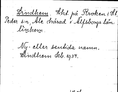 Bild på arkivkortet för arkivposten Lindhem