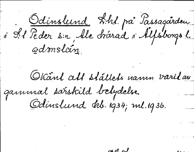 Bild på arkivkortet för arkivposten Odinslund