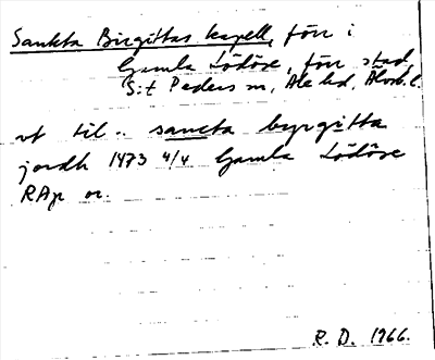 Bild på arkivkortet för arkivposten Sankta Birgittas kapell