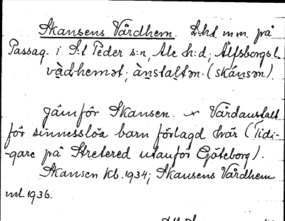 Bild på arkivkortet för arkivposten Skansens Vårdhem