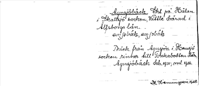 Bild på arkivkortet för arkivposten Agnsjöbäck