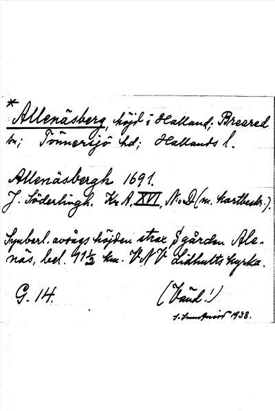 Bild på arkivkortet för arkivposten *Allenäsberg