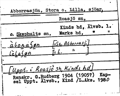 Bild på arkivkortet för arkivposten Abborrasjön, Stora o. Lilla