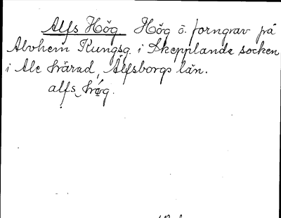 Bild på arkivkortet för arkivposten Alfs Hög