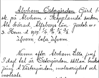 Bild på arkivkortet för arkivposten Alvhem Östergården