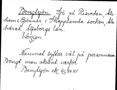 Bild på arkivkortet för arkivposten Bengtsjön