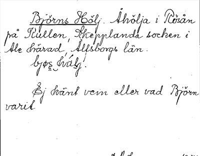 Bild på arkivkortet för arkivposten Björns Hölj