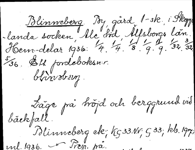 Bild på arkivkortet för arkivposten Blinneberg
