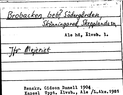 Bild på arkivkortet för arkivposten Brobacken, jfr Mejeriet