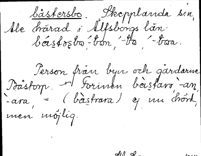 Bild på arkivkortet för arkivposten båstersbo