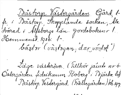Bild på arkivkortet för arkivposten Båstorp Västergården