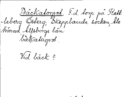 Bild på arkivkortet för arkivposten Bäckatorpet