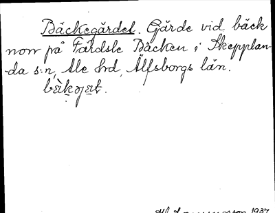 Bild på arkivkortet för arkivposten Bäckegärdet