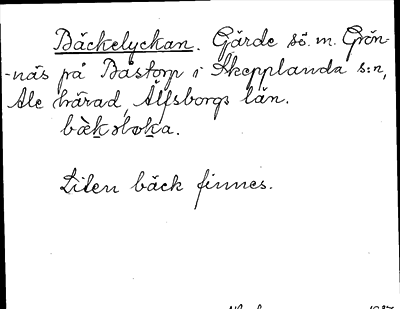 Bild på arkivkortet för arkivposten Bäckelyckan