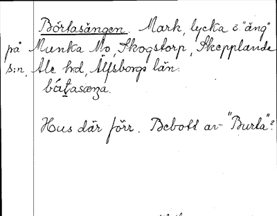 Bild på arkivkortet för arkivposten Börtasängen