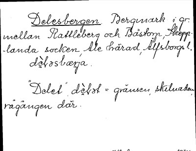 Bild på arkivkortet för arkivposten Delesbergen