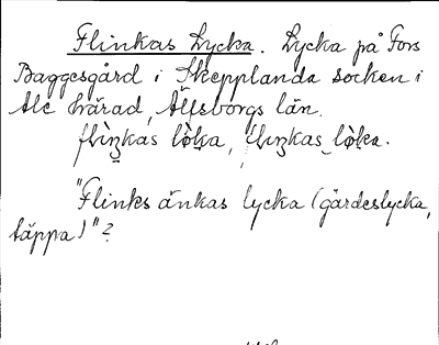 Bild på arkivkortet för arkivposten Flinkas Lycka