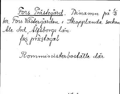Bild på arkivkortet för arkivposten Fors Prästegård