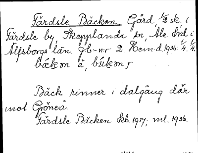 Bild på arkivkortet för arkivposten Färdsle Bäcken