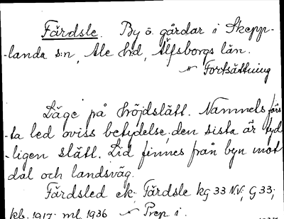 Bild på arkivkortet för arkivposten Färdsle