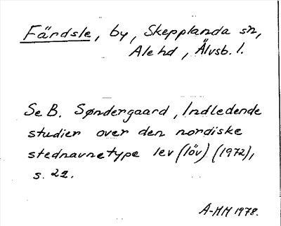 Bild på arkivkortet för arkivposten Färdsle