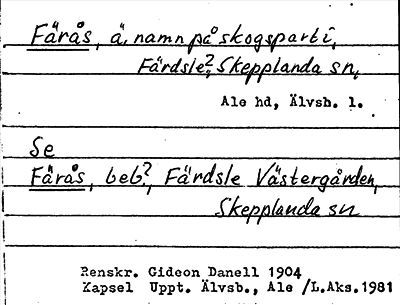 Bild på arkivkortet för arkivposten Färås
