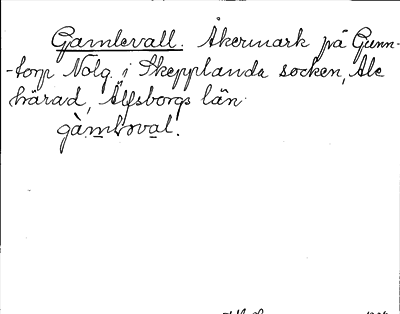Bild på arkivkortet för arkivposten Gamlevall