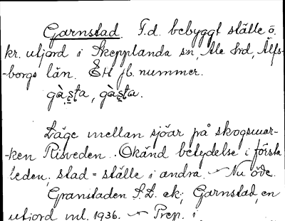 Bild på arkivkortet för arkivposten Garnstad