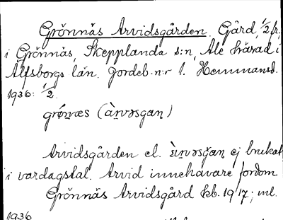 Bild på arkivkortet för arkivposten Grönnäs Arvidsgården