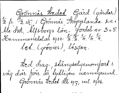 Bild på arkivkortet för arkivposten Grönnäs Ledet