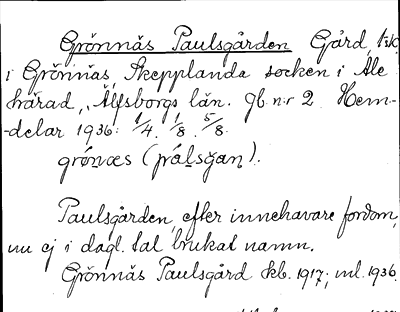 Bild på arkivkortet för arkivposten Grönnäs Paulsgården