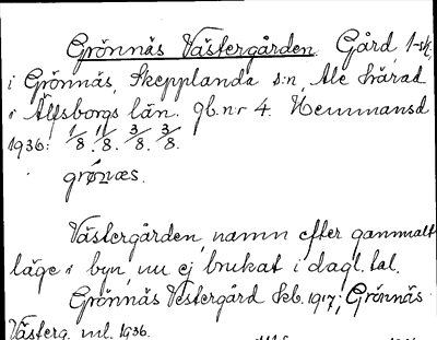 Bild på arkivkortet för arkivposten Grönnäs Västergården