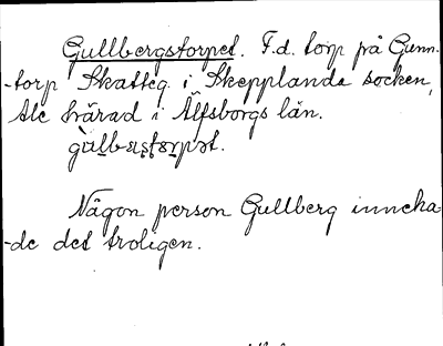 Bild på arkivkortet för arkivposten Gullbergstorpet