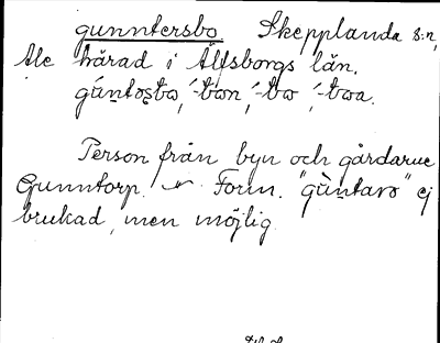 Bild på arkivkortet för arkivposten gunntersbo