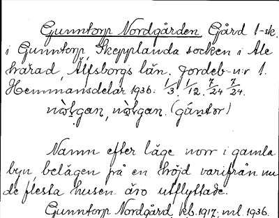 Bild på arkivkortet för arkivposten Gunntorp Nordgården