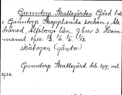 Bild på arkivkortet för arkivposten Gunntorp Skattegården