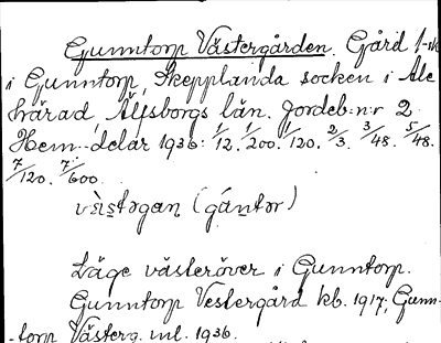 Bild på arkivkortet för arkivposten Gunntorp Västergården