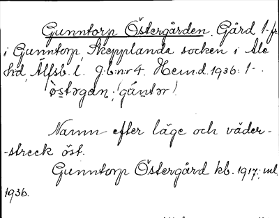 Bild på arkivkortet för arkivposten Gunntorp Östergården
