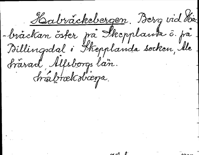Bild på arkivkortet för arkivposten Habräckebergen