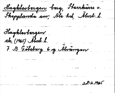 Bild på arkivkortet för arkivposten Hagklevbergen