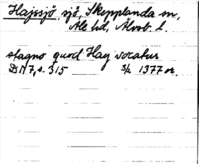Bild på arkivkortet för arkivposten Hajssjö