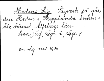 Bild på arkivkortet för arkivposten Hedens Såg
