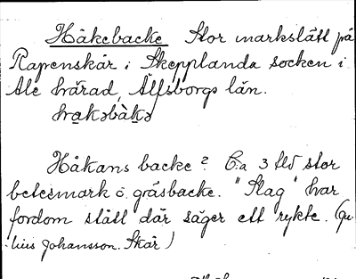 Bild på arkivkortet för arkivposten Håkebacke